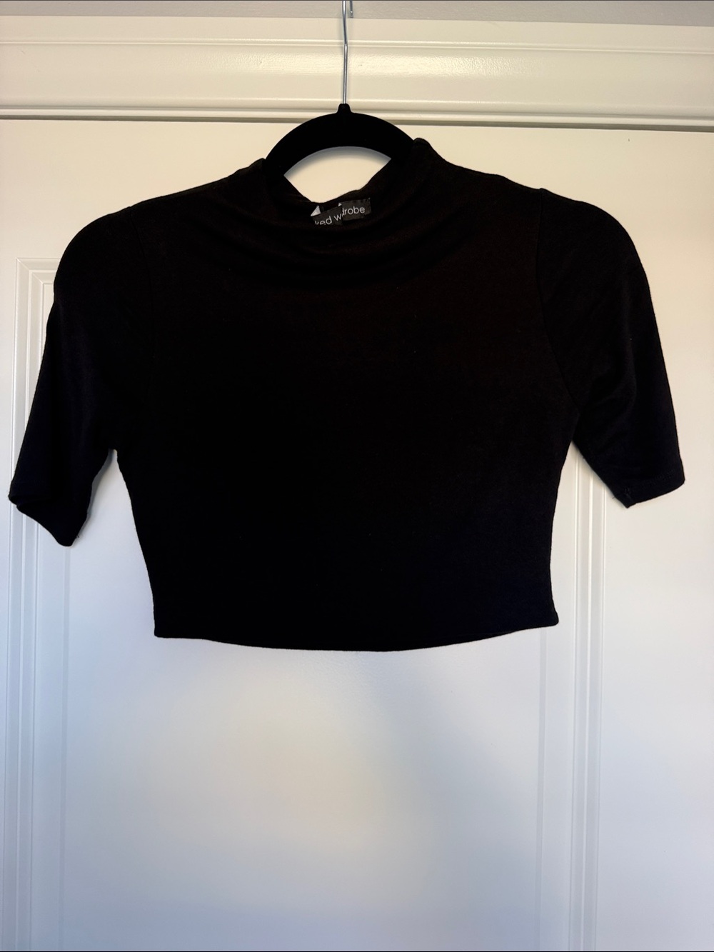 Naked Wardrobe- cropped black mock neck top - Size Small